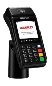 Maquininha TEF Flex em base de apoio